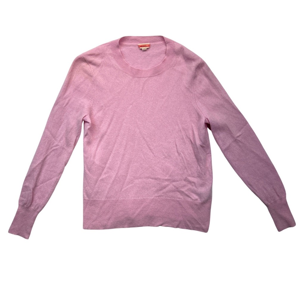 J. Crew Cashmere Sweater M Pink Long Sleeve Crewneck Ribbed Trim Soft Knit